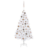 Vidaxl Kunstkerstboom mit Beleuchtung und Weihnachtskugeln 150 cm PVC Weiß