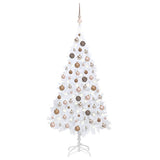 Vidaxl Kunstkerstboom mit Beleuchtung und Weihnachtskugeln 180 cm PVC Weiß