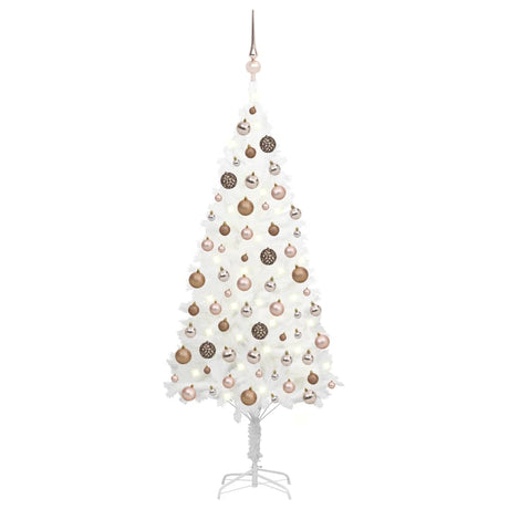 Vidaxl Kunstkerstboom mit Beleuchtung und Weihnachtskugeln 150 cm PVC Weiß