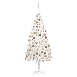 Vidaxl Kunstkerstboom mit Beleuchtung und Weihnachtskugeln 210 cm PVC Weiß