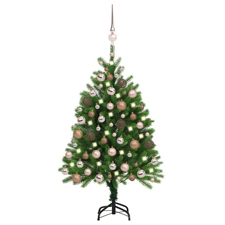Vidaxl Kunstkerstboom mit Beleuchtung und Weihnachtsbällen 120 cm Grün