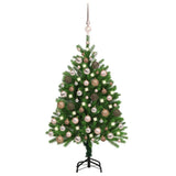 Vidaxl Kunstkerstboom mit Beleuchtung und Weihnachtsbällen 120 cm Grün