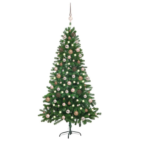 Vidaxl Kunstkerstboom mit Beleuchtung und Weihnachtsbällen 150 cm Grün