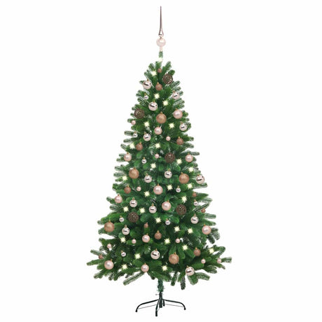 Vidaxl Kunstkerstboom mit Beleuchtung und Weihnachtsbällen 180 cm Grün