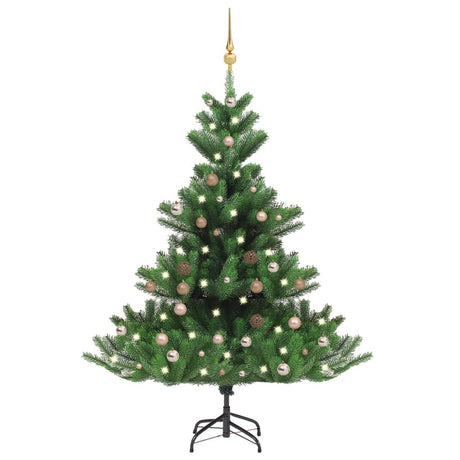 Vidaxl Kunstkerstboom Nordmann mit LEDs und Weihnachtsbällen 180 cm Grün