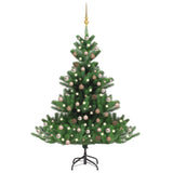 Vidaxl Kunstkerstboom Nordmann mit LEDs und Weihnachtsbällen 210 cm Grün