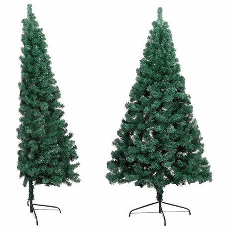 Vidaxl Kunstkerstboom mit Beleuchtung und Weihnachtsbällen halb nach 120 cm Grün
