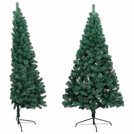 Vidaxl Kunstkerstboom mit Beleuchtung und Weihnachtsbällen halb nach 210 cm Grün