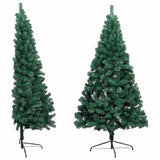 Vidaxl Kunstkerstboom mit Beleuchtung und Weihnachtsbällen halb nach 210 cm Grün