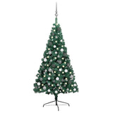 Vidaxl Kunstkerstboom mit Beleuchtung und Weihnachtsbällen halb 240 cm Grün