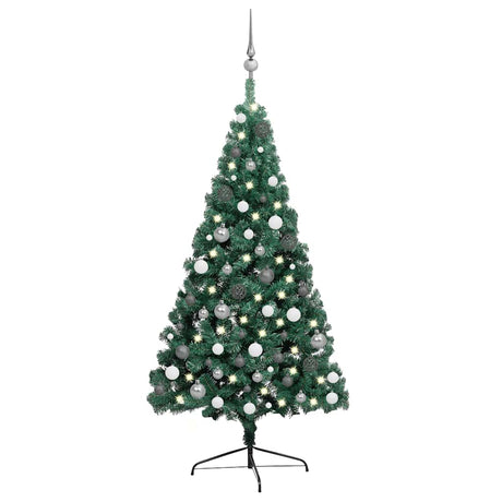 Vidaxl Kunstkerstboom mit Beleuchtung und Weihnachtsbällen halb 240 cm Grün