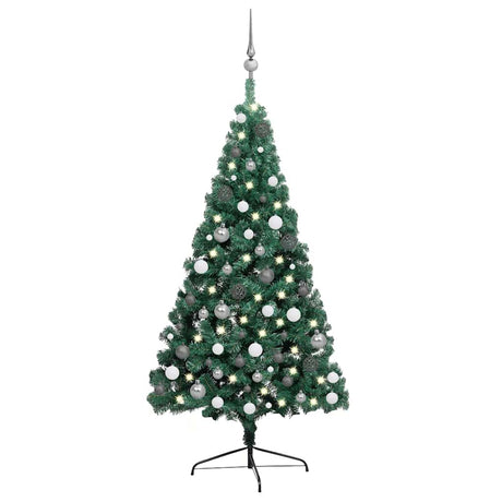 Vidaxx künstlicher Weihnachtsbaum mit Beleuchtung und Kugeln halb 240 cm grün
