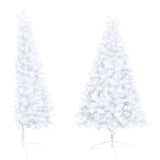 Vidaxl Kunstkerstboom mit Beleuchtung und Weihnachtsbällen halb 150 cm weiß