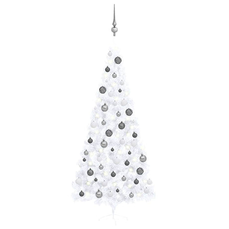 Vidaxx künstlicher Weihnachtsbaum mit Beleuchtung und Weihnachtskugeln halb 240 cm weiß