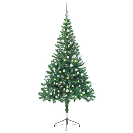 VIDAXL KUNSTKERSTBOOM mit Beleuchtung und Weihnachtsbällen 380 Zweige 150 cm