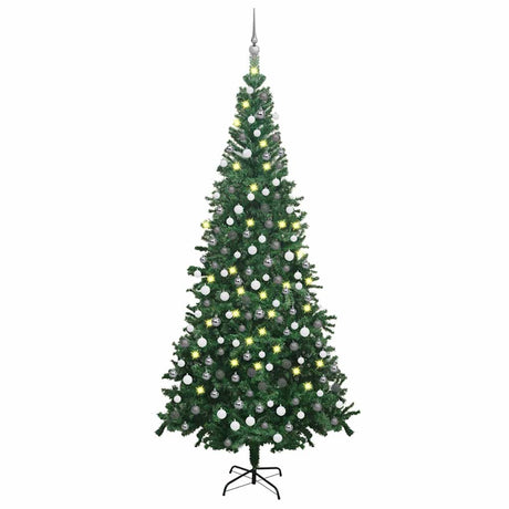 Vidaxl Kunstkerstboom mit Beleuchtung und Weihnachtsbällen L 240 cm Grün