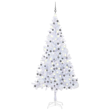 Vidaxl Kunstkerstboom mit Beleuchtung und Weihnachtsbällen L 240 cm Weiß