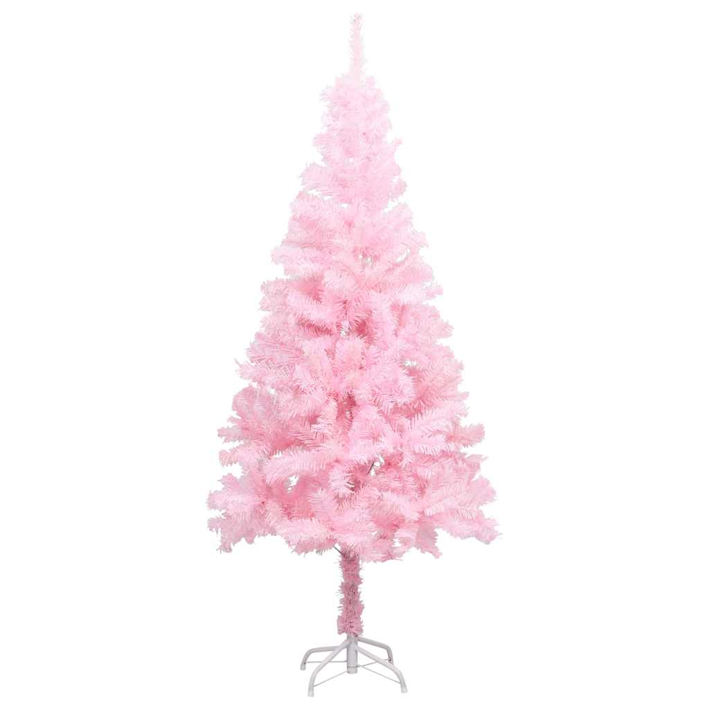 Vidaxl Kunstkerstboom mit Beleuchtung und Weihnachtskugeln 150 cm PVC Pink