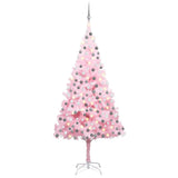 Vidaxl Kunstkerstboom mit Beleuchtung und Weihnachtskugeln 210 cm PVC Pink