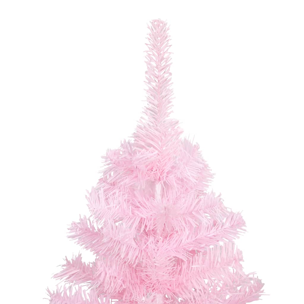Vidaxl Kunstkerstboom mit Beleuchtung und Weihnachtskugeln 210 cm PVC Pink