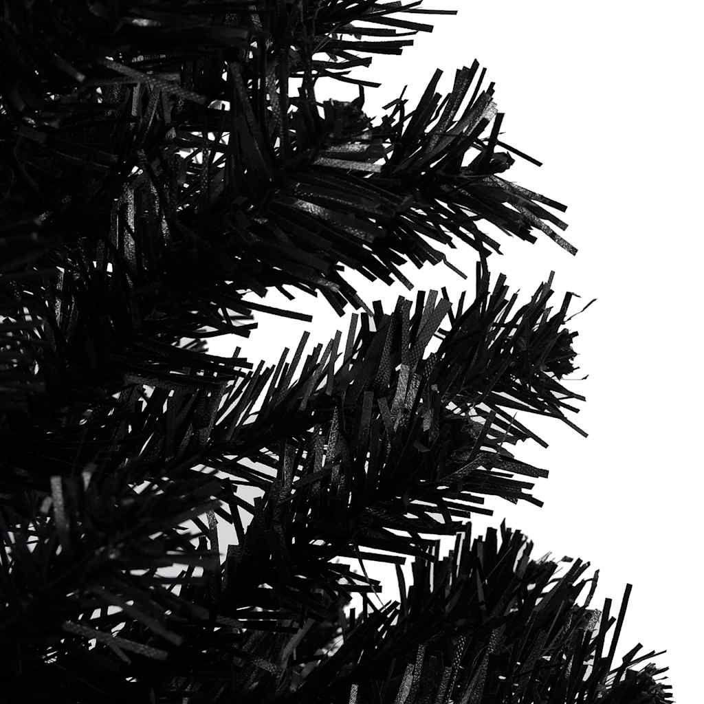Vidaxl Kunstkerstboom mit Beleuchtung und Weihnachtskugeln 180 cm PVC Schwarz