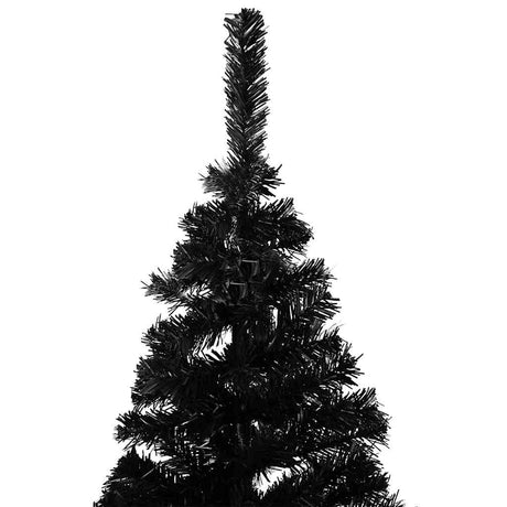 Vidaxl Kunstkerstboom mit Beleuchtung und Weihnachtsbällen 210 cm PVC Schwarz