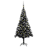 Vidaxl Kunstkerstboom mit Beleuchtung und Weihnachtskugeln 240 cm PVC Schwarz