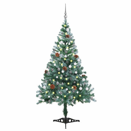 Vidaxx künstlicher Weihnachtsbaum mit Leuchtkugeln Schneekiefernzapfen 150 cm