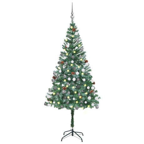VidaXL Künstlicher Weihnachtsbaum mit Beleuchtung, Weihnachtskugeln, Tannenzapfen, 180 cm
