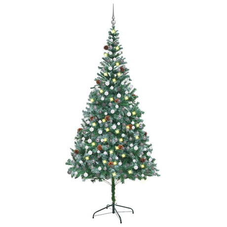VIDAXL KUNSTKERSTBOOM mit Leuchten Weihnachtsbällchen Kiefernkegel 210 cm