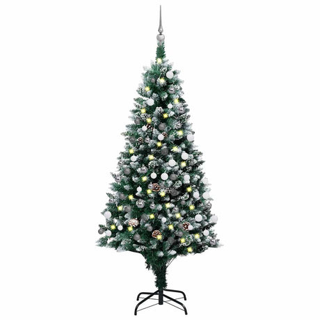 VidaXL Künstlicher Weihnachtsbaum mit LED und Weihnachtskugeln und Tannenzapfen 180 cm