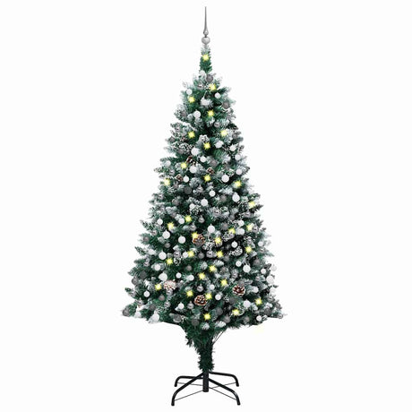 VIDAXL KUNSTKERSTBOOM mit Leuchten Weihnachtsbällchen Kiefernkegel 210 cm
