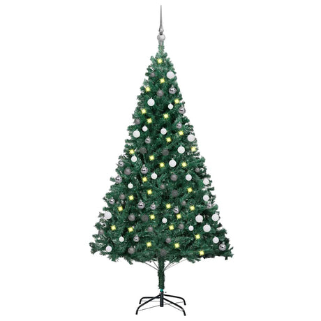 Vidaxl Kunstkerstboom mit Beleuchtung und Weihnachtskugeln 120 cm PVC Grün