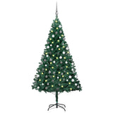 Vidaxl Kunstkerstboom mit Beleuchtung und Weihnachtskugeln 150 cm PVC Green