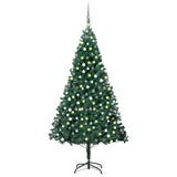 Vidaxl Kunstkerstboom mit Beleuchtung und Weihnachtskugeln 210 cm PVC Green