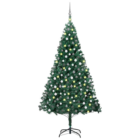 Vidaxl Kunstkerstboom mit Beleuchtung und Weihnachtskugeln 210 cm PVC Green