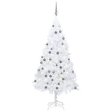 Vidaxl Kunstkerstboom mit Beleuchtung und Weihnachtskugeln 180 cm PVC Weiß