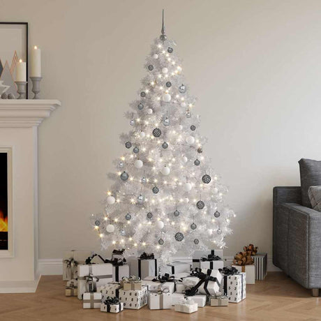 Vidaxl Kunstkerstboom mit Beleuchtung und Weihnachtskugeln 180 cm PVC Weiß
