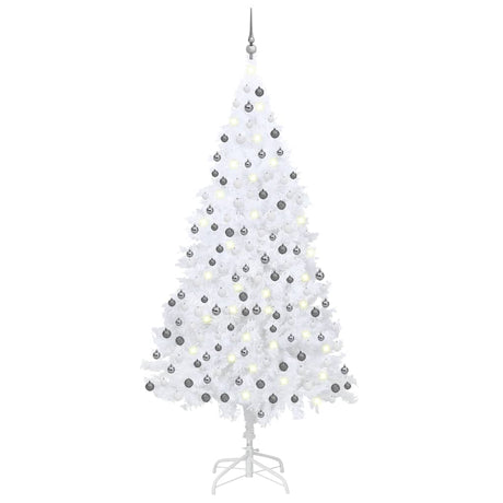 Vidaxl Kunstkerstboom mit Beleuchtung und Weihnachtsbällen 240 cm Weiß