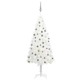 Vidaxl Kunstkerstboom mit Beleuchtung und Weihnachtskugeln 150 cm PVC Weiß