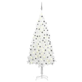 Vidaxl Kunstkerstboom mit Beleuchtung und Weihnachtskugeln 210 cm PVC Weiß