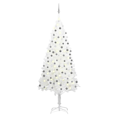 Vidaxl Kunstkerstboom mit Beleuchtung und Weihnachtsbällen 240 cm Weiß