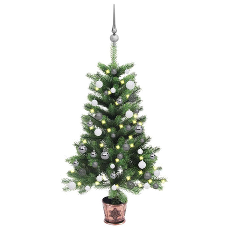 Vidaxx künstlicher Weihnachtsbaum mit Beleuchtung und Weihnachtskugeln 90 cm grün