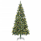 VIDAXL KUNSTKERSTBOOM mit Beleuchtung und Kiefernkegel 210 cm