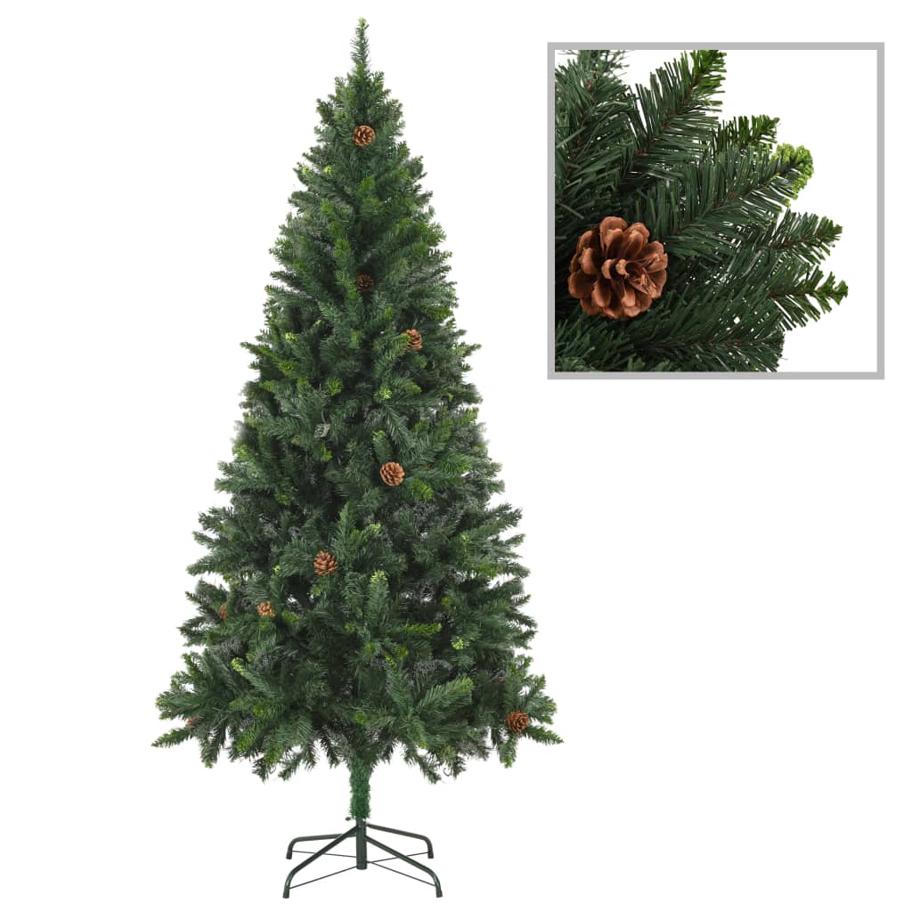 Vidaxl Kunstkerstboom mit Beleuchtung und Weihnachtsbällen 210 cm Grün