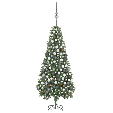VIDAXL KUNSTKERSTBOOM mit Leuchten Weihnachtsbällchen Kiefernkegel 210 cm