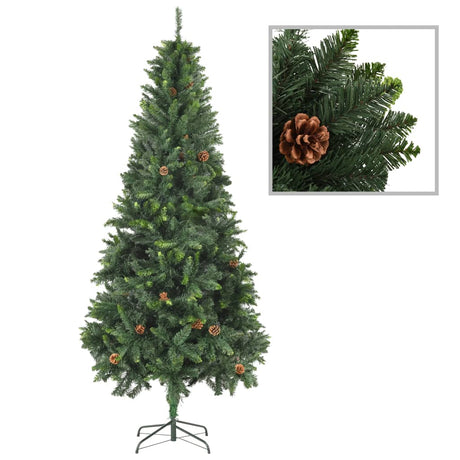 VIDAXL KUNSTKERSTBOOM mit Leuchten Weihnachtsbällchen Kiefernkegel 210 cm