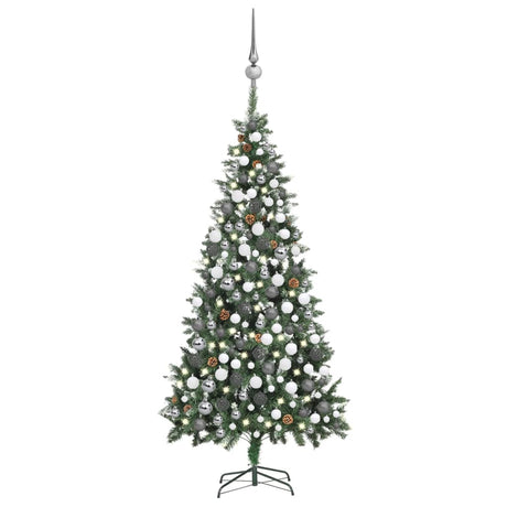 VIDAXL KUNSTKERSTBOOM mit Leuchten Weihnachtsbällchen Kiefernkegel 210 cm