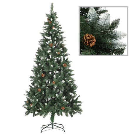 VIDAXL KUNSTKERSTBOOM mit Leuchten Weihnachtsbällchen Kiefernkegel 210 cm