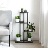 Vidaxl Blütenstandard mit 4 Schichten 43x22x76 cm Metallschwarz
